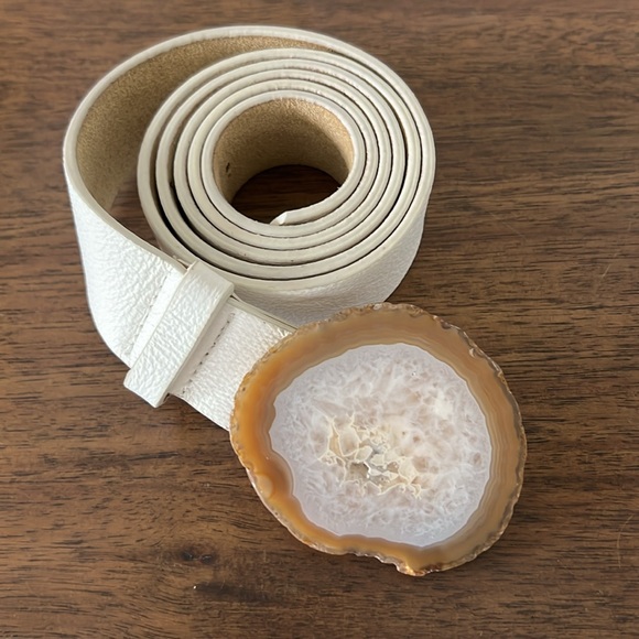MAXCILA Natural Agate White Leather Belt - Large main image 5